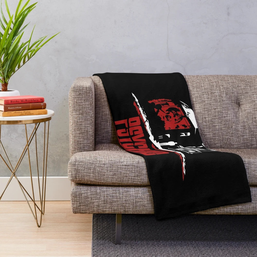 Psycho-inspired plush blanket featuring classic horror movie characters