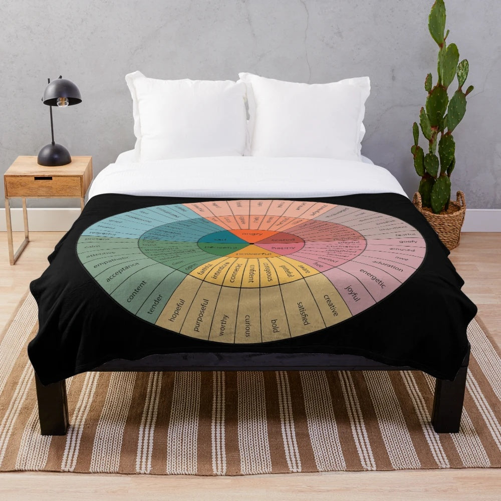 Emotion Wheel psychology-inspired plush blanket