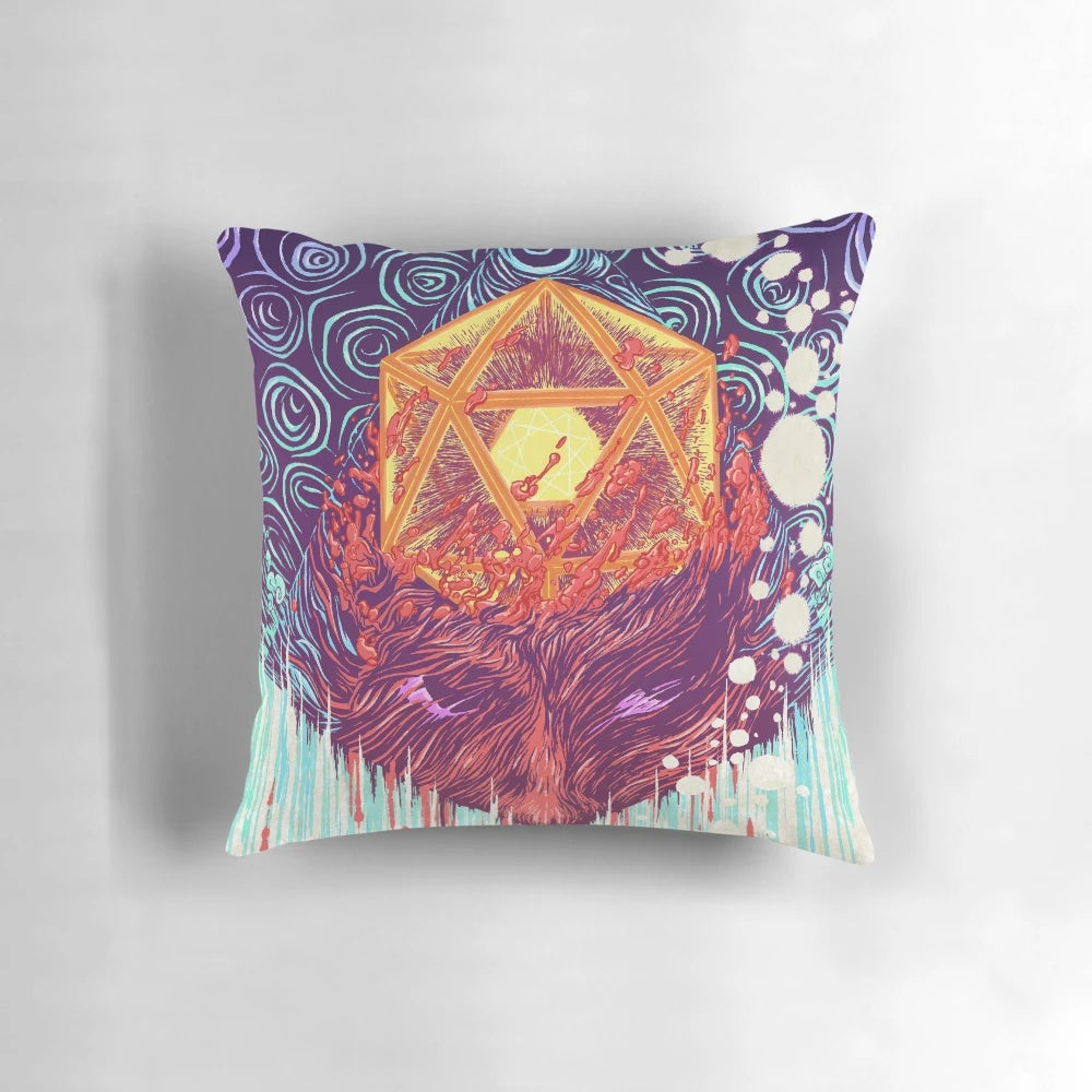 Colorful sacred geometry pillow with surreal, psychedelic design for a mindful, consciousness-expanding experience.