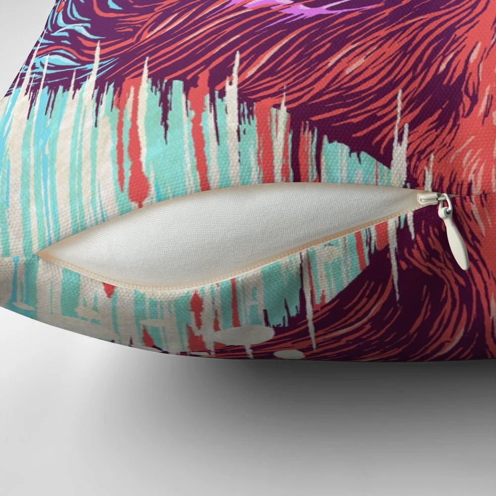 Colorful sacred geometry pillow with surreal, psychedelic design for a mindful, consciousness-expanding experience.