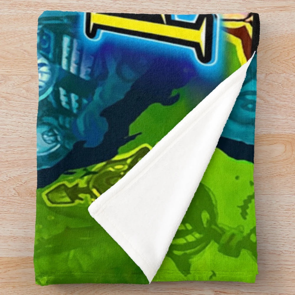 Psychonauts themed plush blanket with video game design