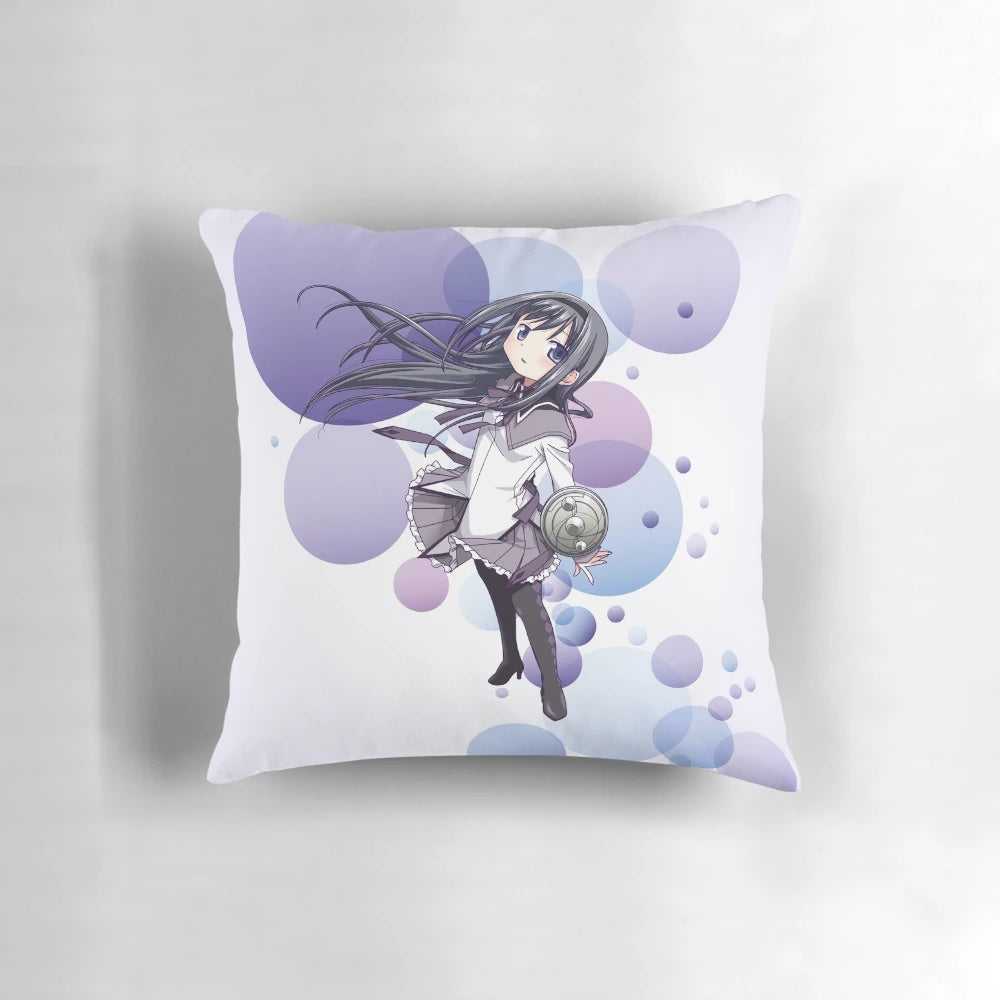 Soft, high-quality pillow featuring the character Homura Akemi from the Puella Magi Madoka Magica anime series.
