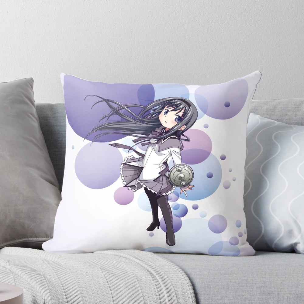 Soft, high-quality pillow featuring the character Homura Akemi from the Puella Magi Madoka Magica anime series.