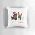 Pug Christmas Pillow with Festive 'Merry Pugmas' Design