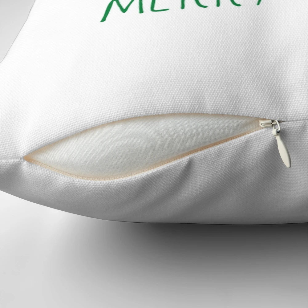 Pug Christmas Pillow with Festive 'Merry Pugmas' Design