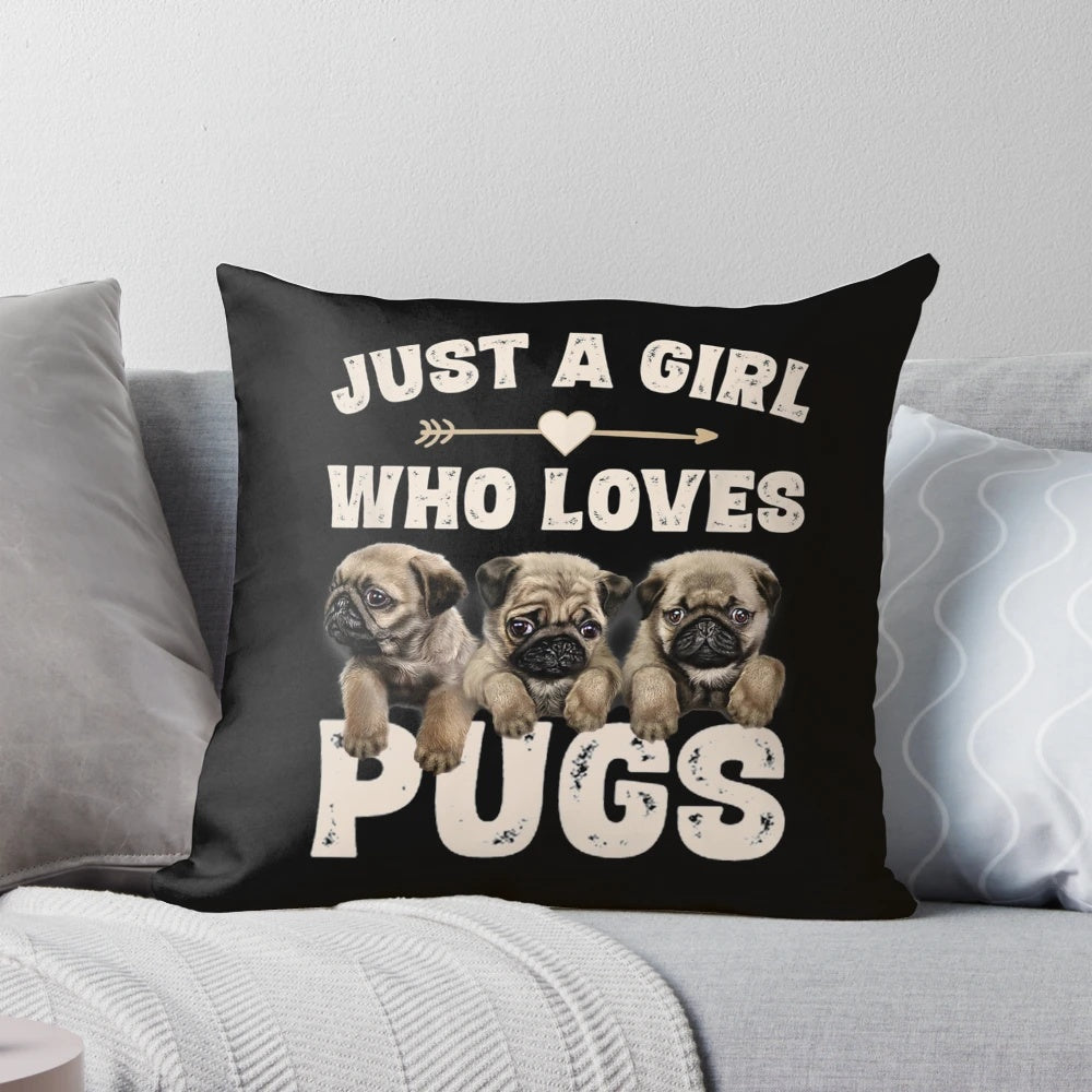 Soft, plush pillow featuring a pug design, perfect for pug lovers