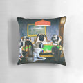 Pug pillow with pugs playing poker design, perfect for pug lovers and home decor.