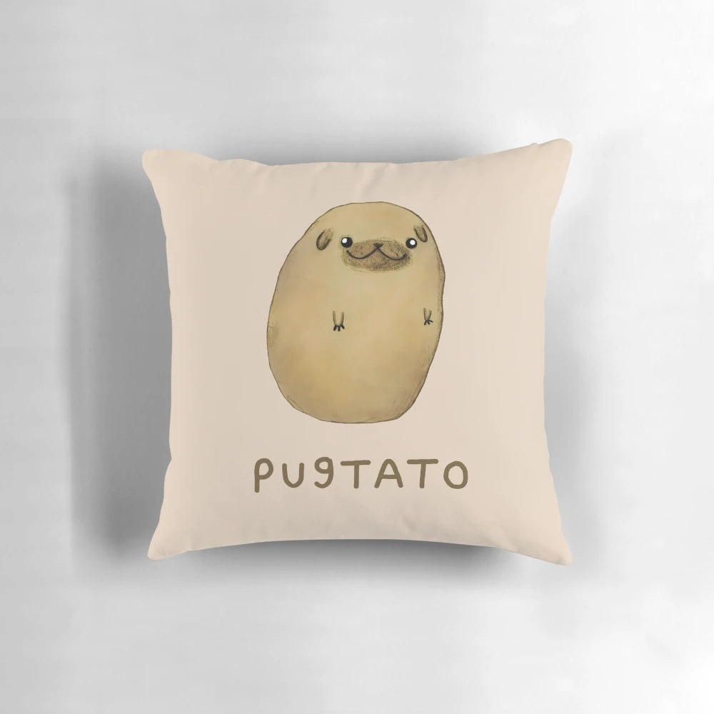 Pugtato pug dog pillow, a soft and plush potato-shaped pet bed