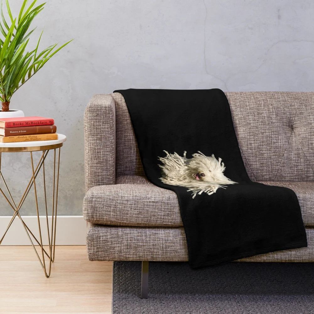 Puli plush blanket with adorable Puli dog motif