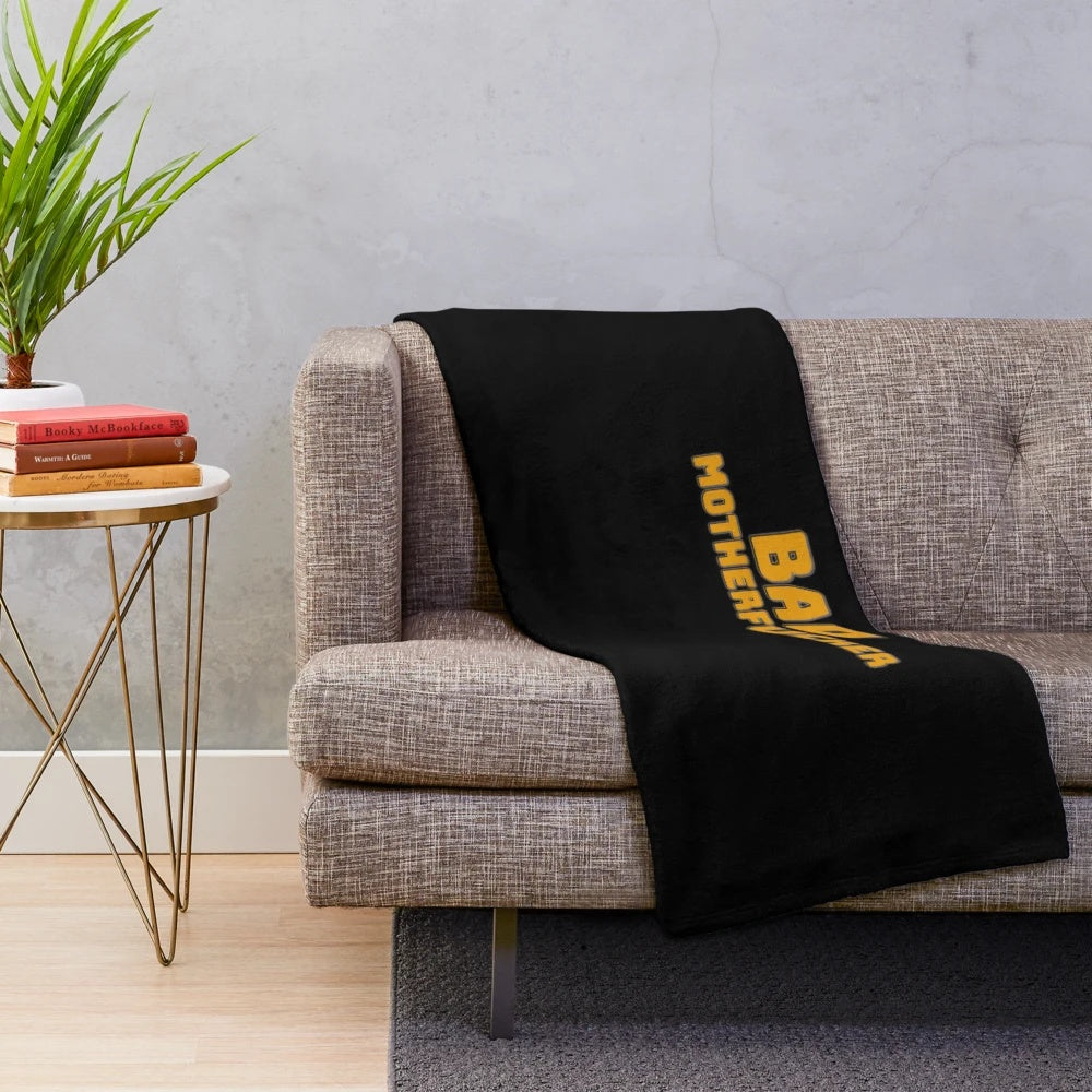 Pulp Fiction inspired plush blanket with iconic characters and scenes