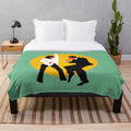 Pulp Fiction inspired plush blanket featuring pop culture references