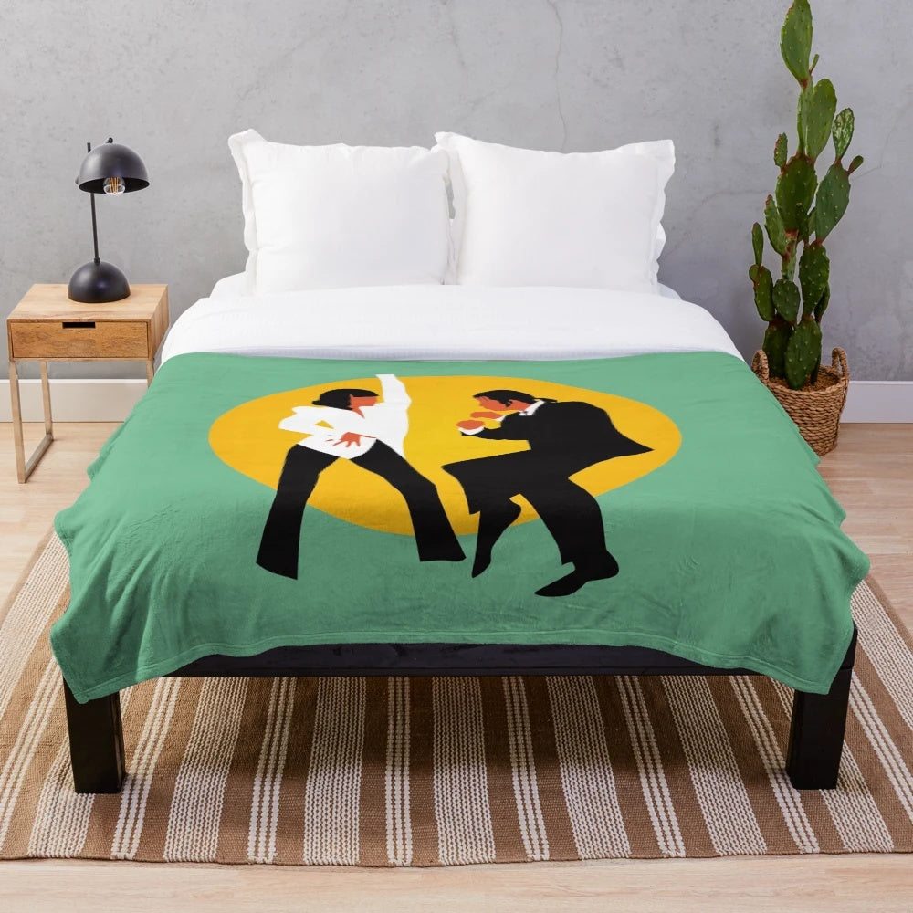 Pulp Fiction inspired plush blanket featuring pop culture references