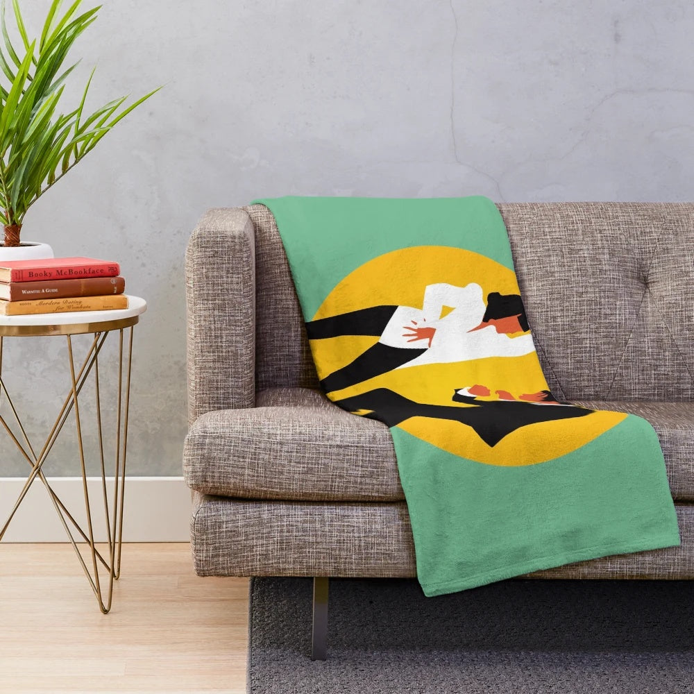 Pulp Fiction inspired plush blanket featuring pop culture references