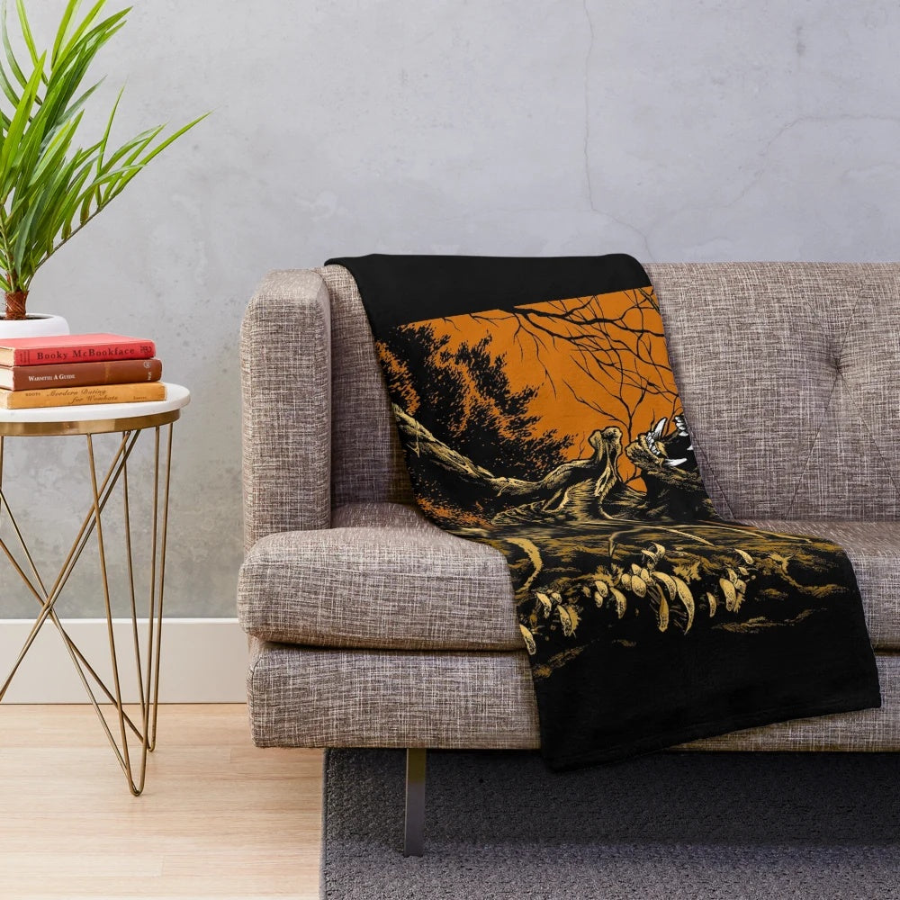 Pumpkinhead Plush Blanket with Creature from 1980s Horror Movie