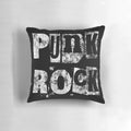 A punk rock-inspired throw pillow with a stencil grunge design, perfect for adding an edgy, grungy touch to your home.
