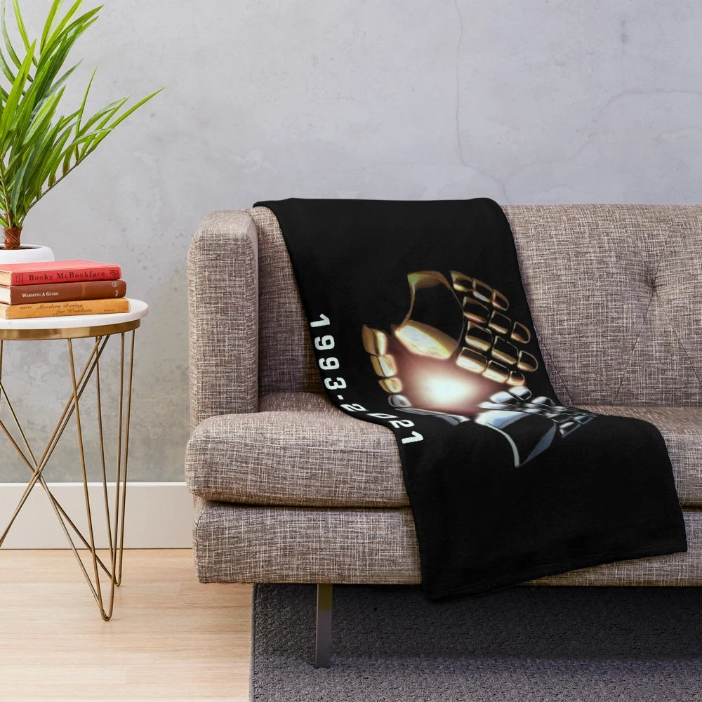 Punk-inspired plush blanket featuring electronic music design