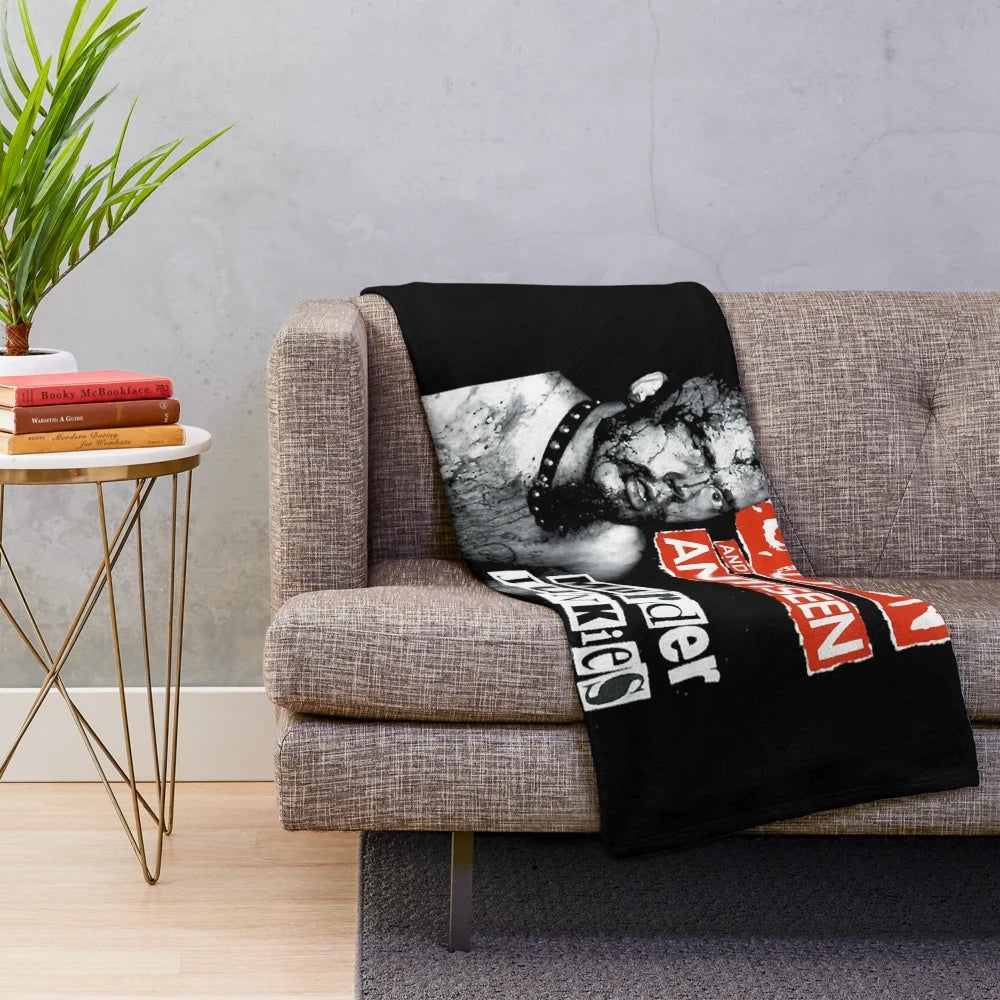 Plush blanket featuring GG Allin and Antiseen inspired punk rock design