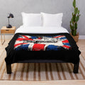 Punk rock-themed plush blanket with 80s punk band logo