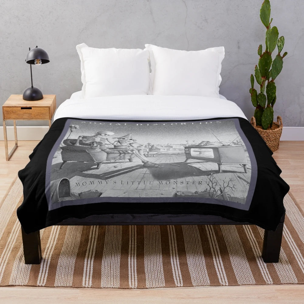 Punk rock inspired monster design plush blanket