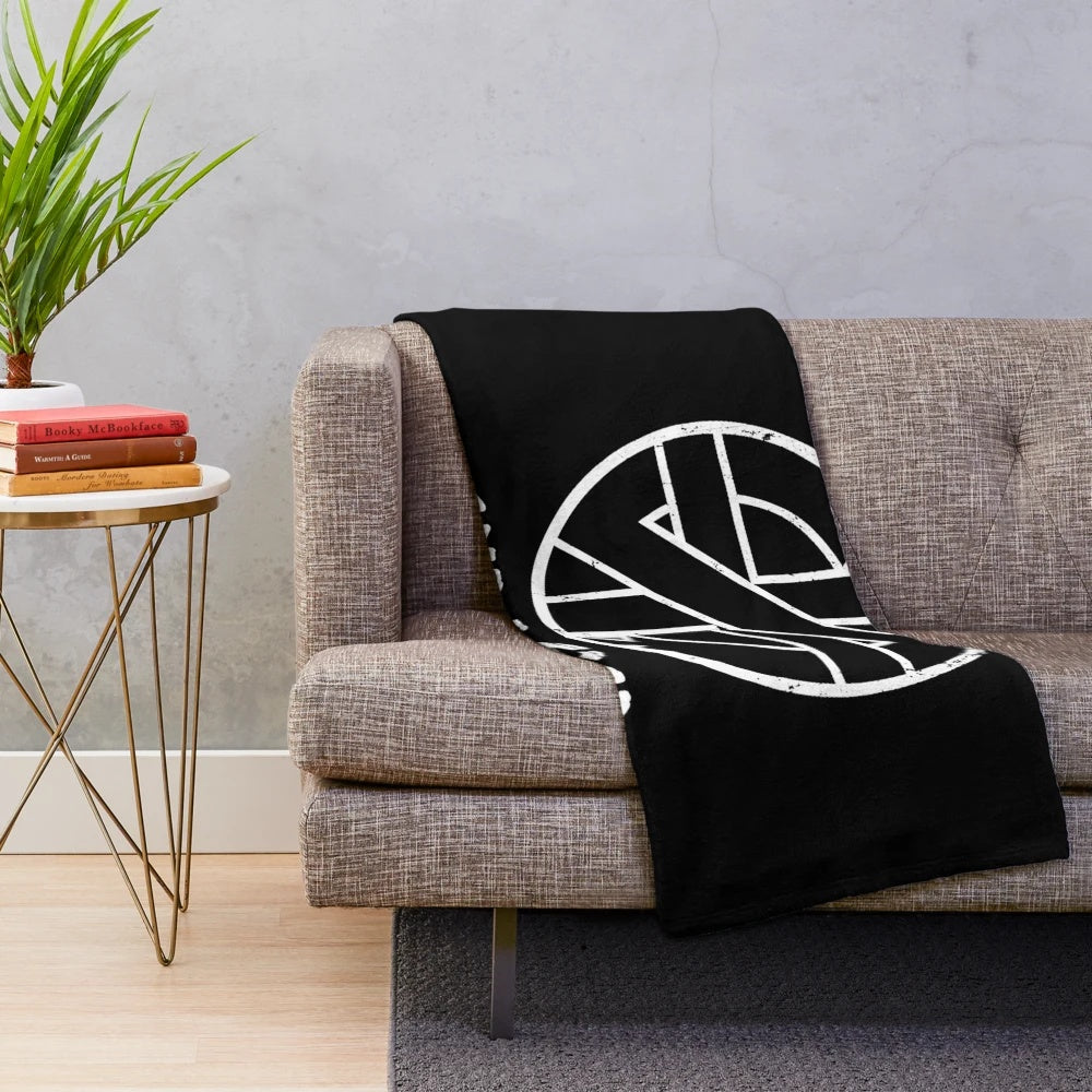 Plush blanket featuring punk rock and anarchy-inspired design
