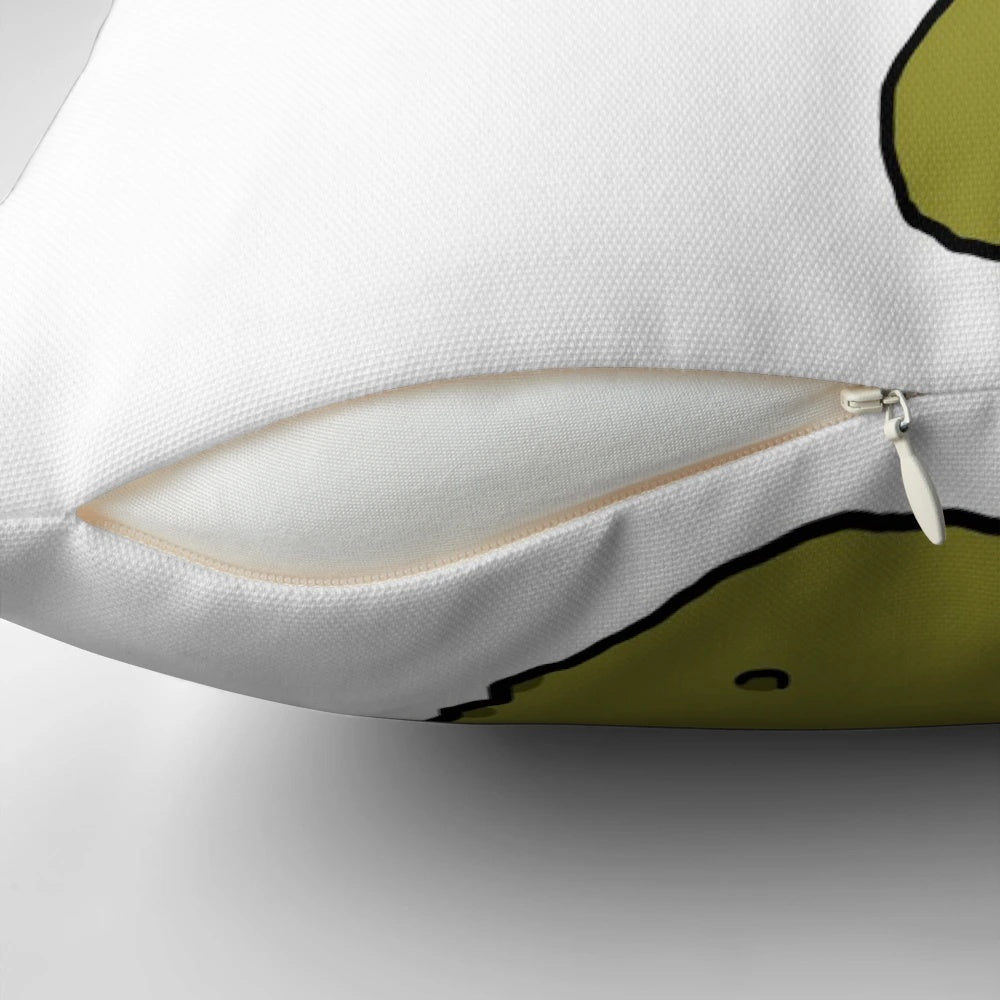 A plush pillow with a pun-tastic Nicholas Cage design, featuring his iconic face and a playful text pun.