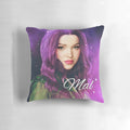 Purple and pink pillow with Mal's design from the Disney Descendants 3 movie