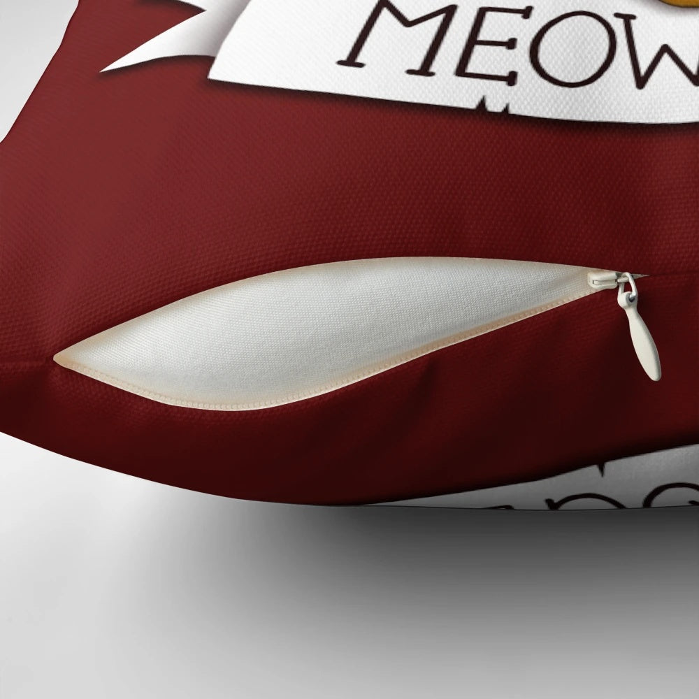 Image of a muscular cat-shaped pillow with the text "Meowscle" on it.