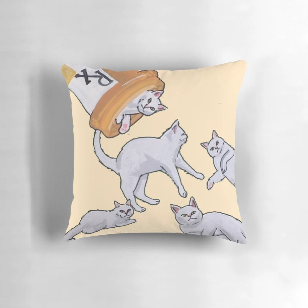 Addicted to Cats Pillow featuring a playful cat-themed design