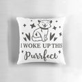 Decorative cat pillow with a funny, motivational quote and a cute, kawaii cat design