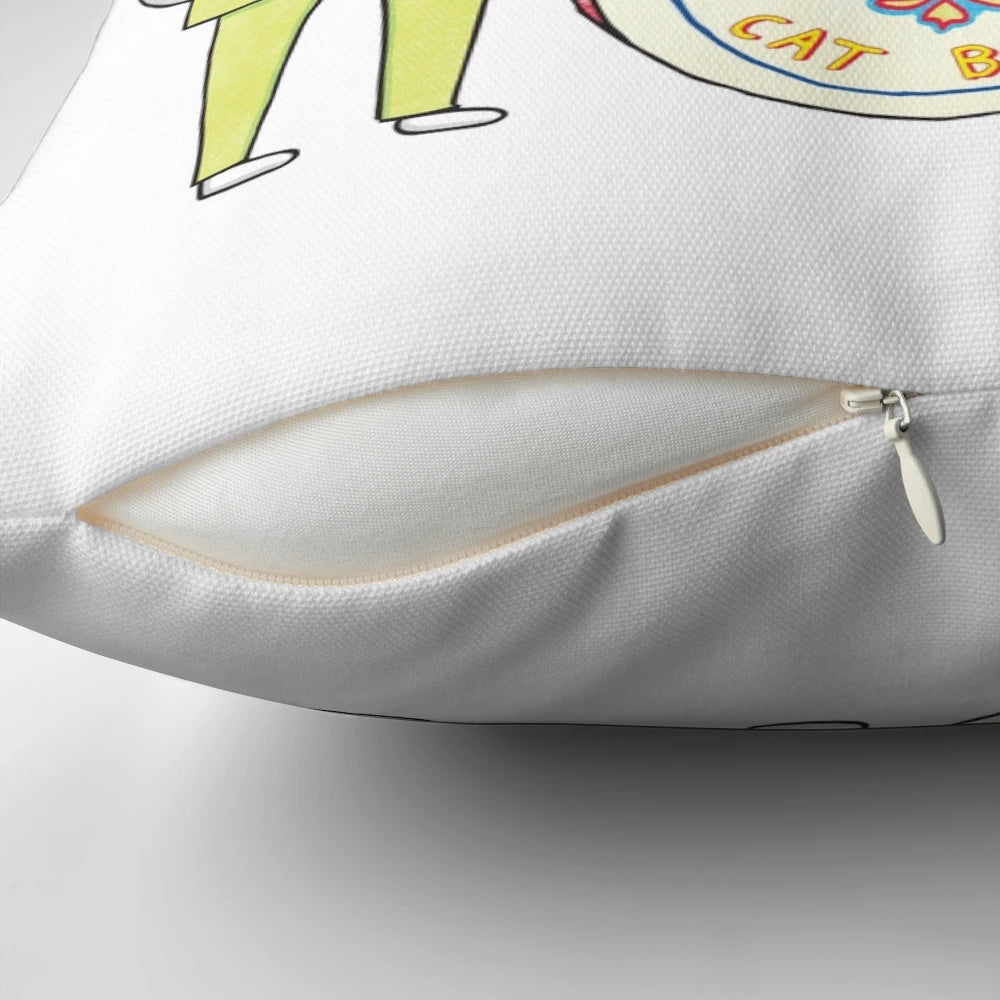 Sgt. Peppurr's Lonely Hearts Cats Band cat-themed pillow featuring a playful pun design