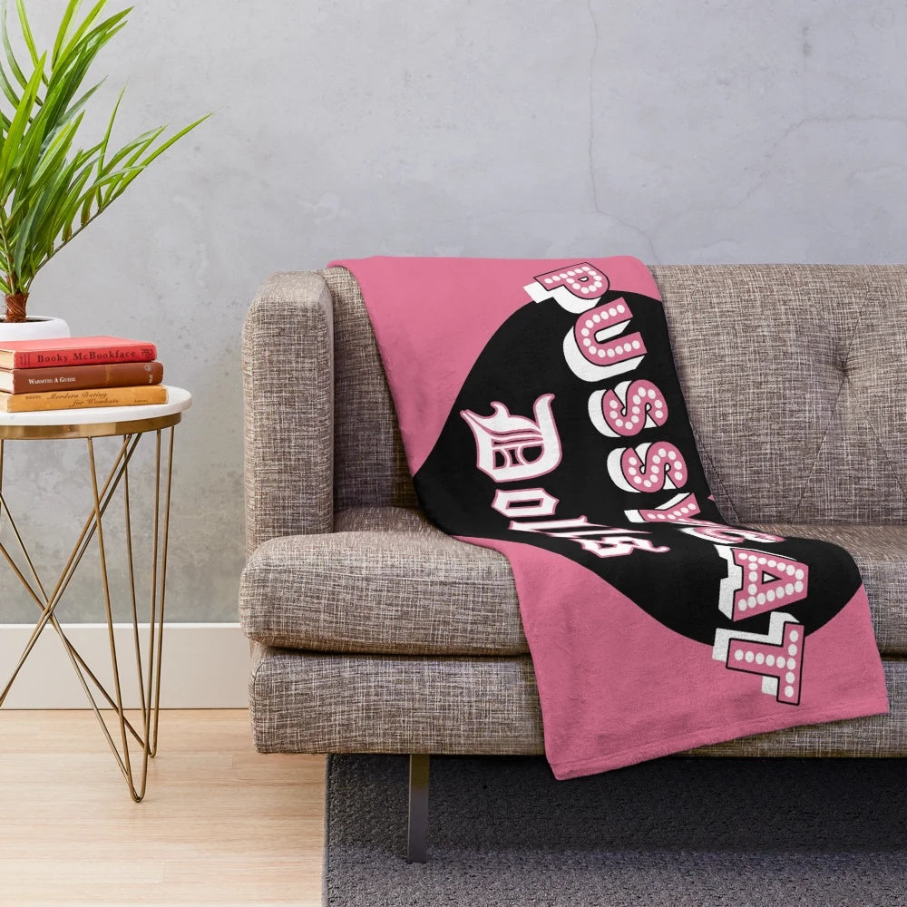 Pussycat Dolls-inspired plush blanket with reunion-themed design