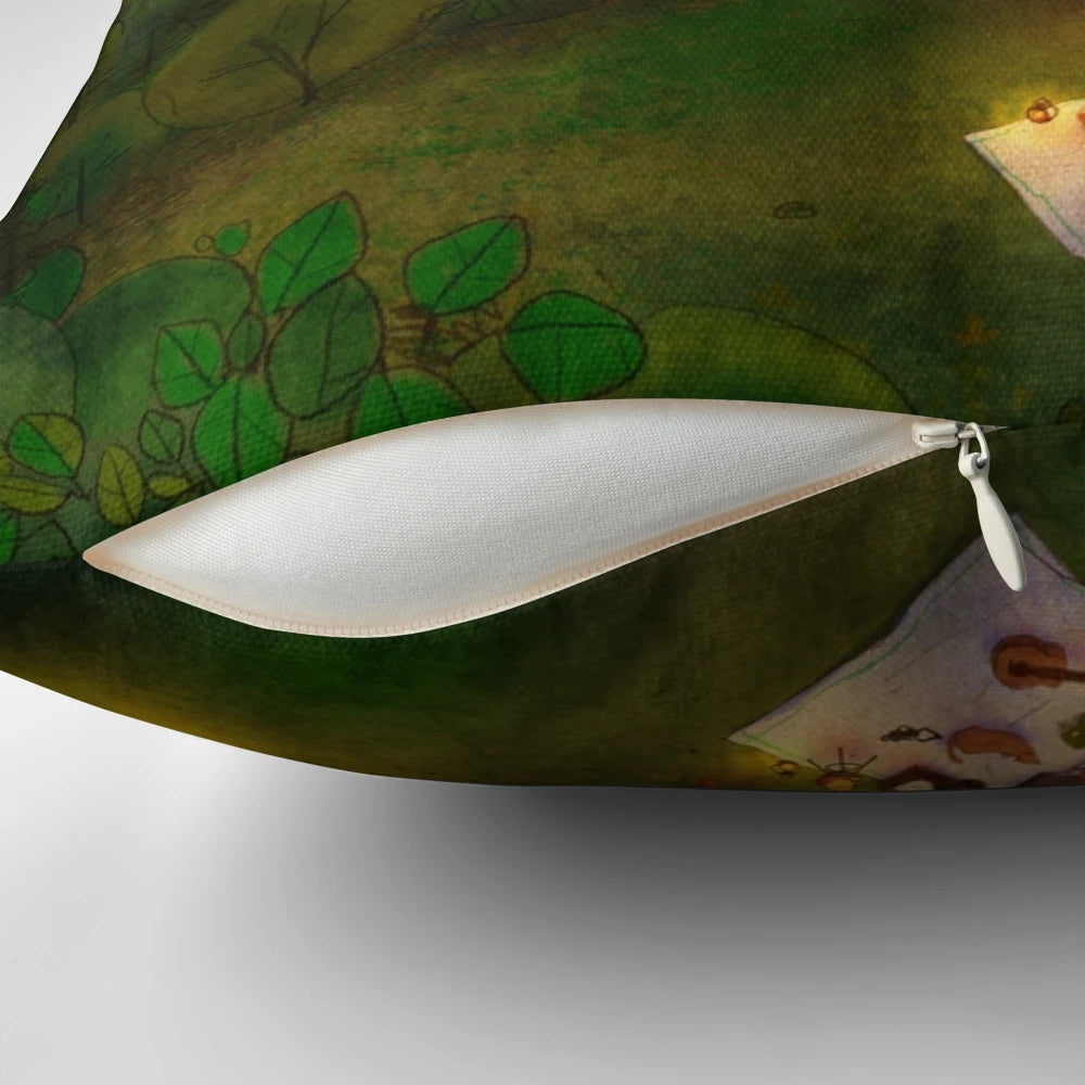 Puuung illustration No.323 romantic cozy pillow with landscape and couple imagery