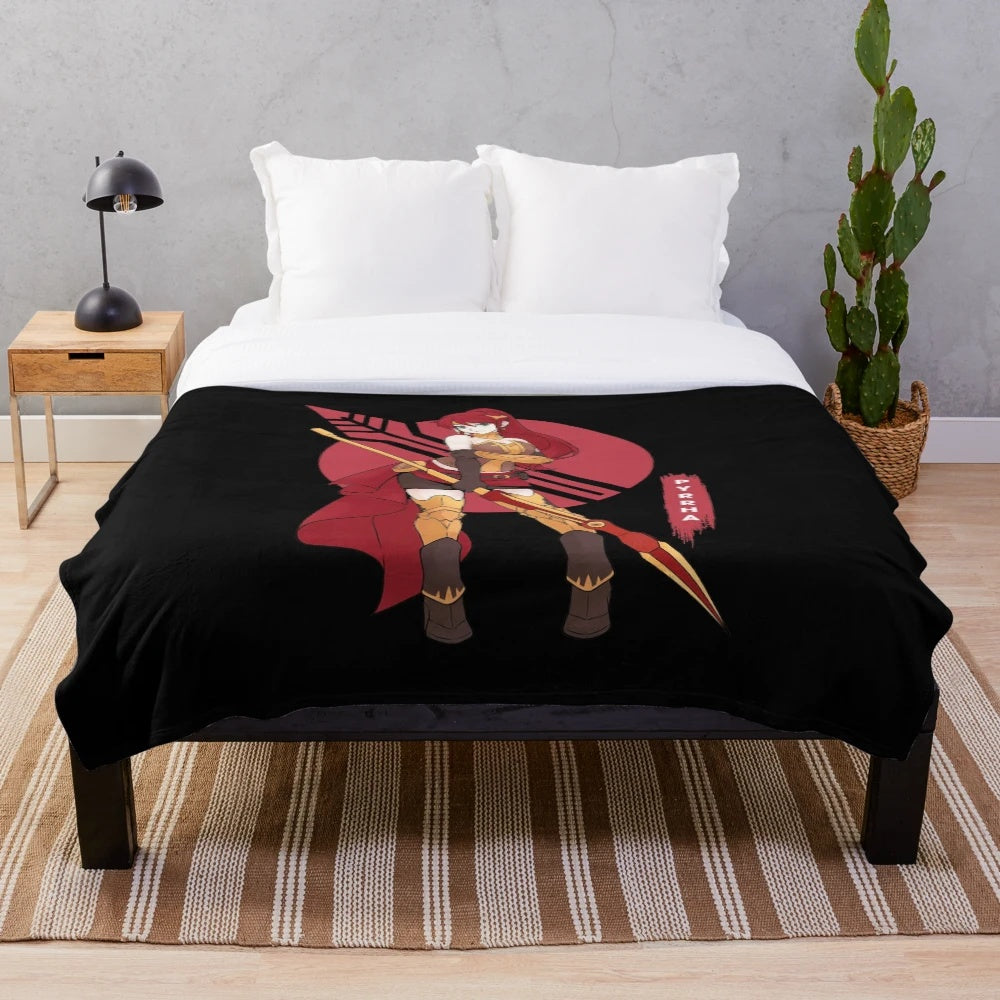 Pyrrha Nikos inspired plush blanket featuring the beloved RWBY anime character