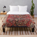 Qashqai-inspired plush blanket with ethnic geometric rug print