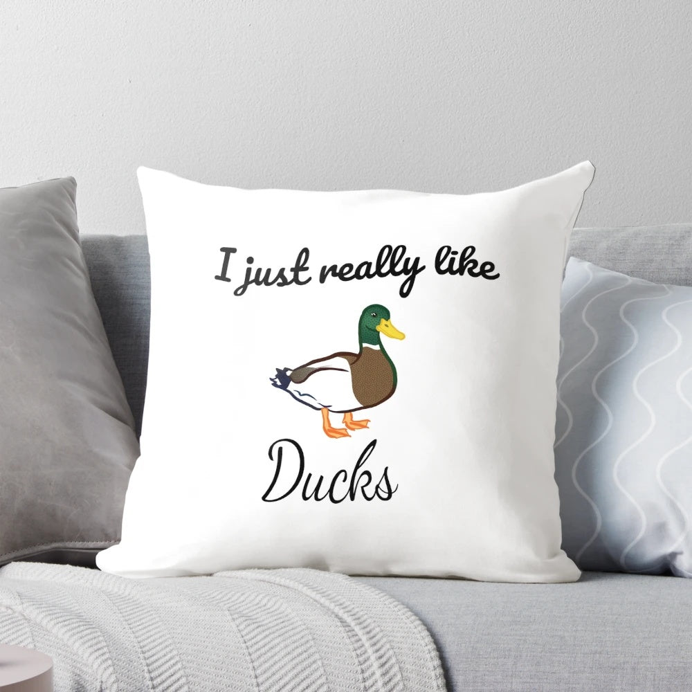 Humorous duck pillow with a witty, sarcastic quote or saying