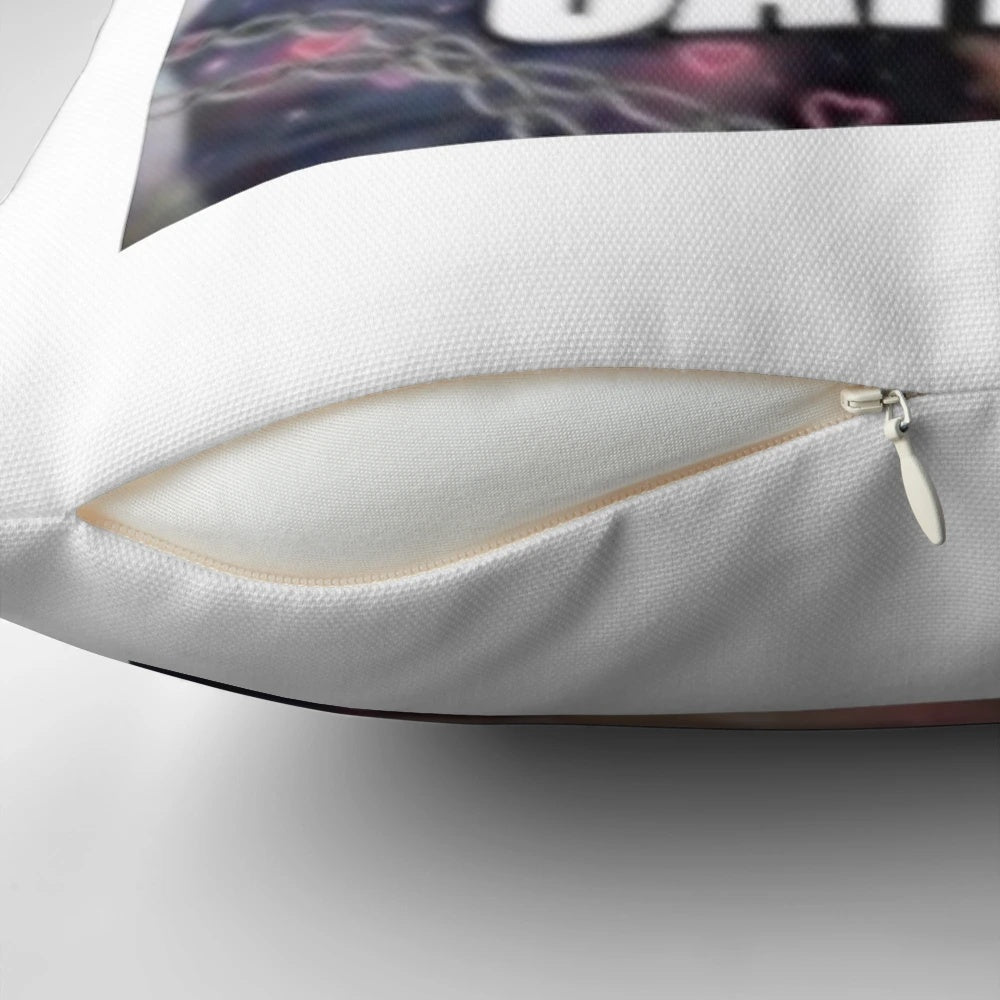 A soft, plush pillow featuring the likeness of Quackity, a popular content creator from the DreamSMP Minecraft community.