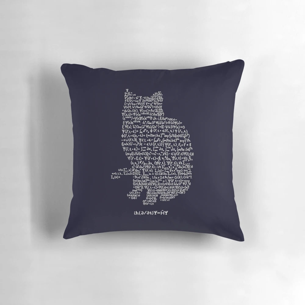 Schroedinger's Cat Pillow Featuring a Quantum Superposition Design