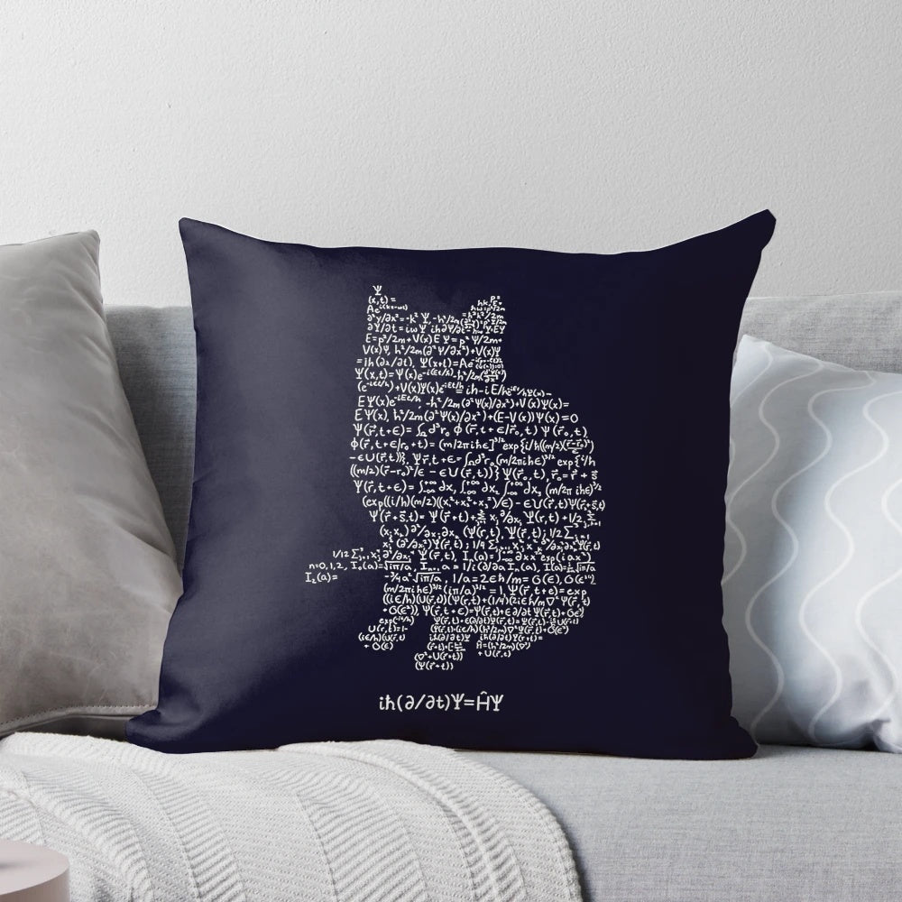 Schroedinger's Cat Pillow Featuring a Quantum Superposition Design