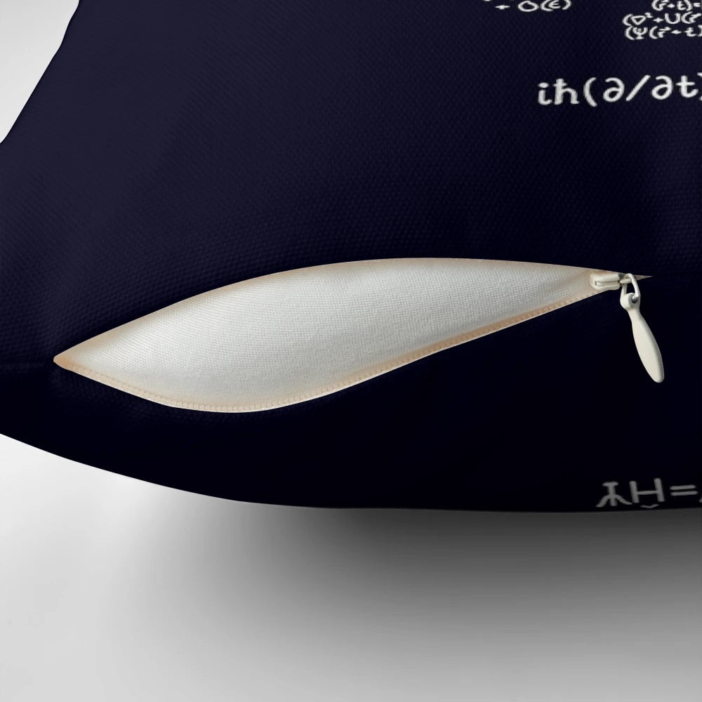 Schroedinger's Cat Pillow Featuring a Quantum Superposition Design