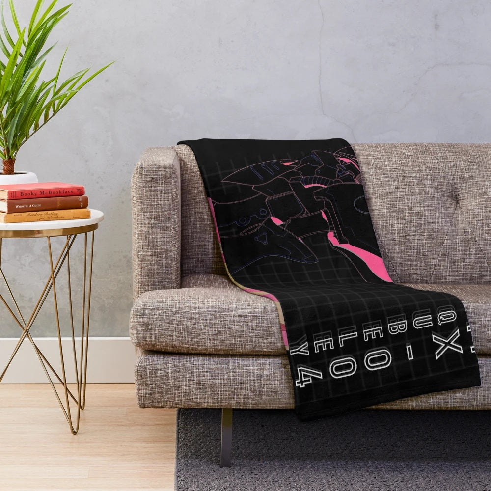 Qubeley-inspired plush blanket featuring Haman Karn, a character from the Gundam anime series