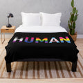 Colorful plush blanket featuring various LGBTQIA+ pride flags