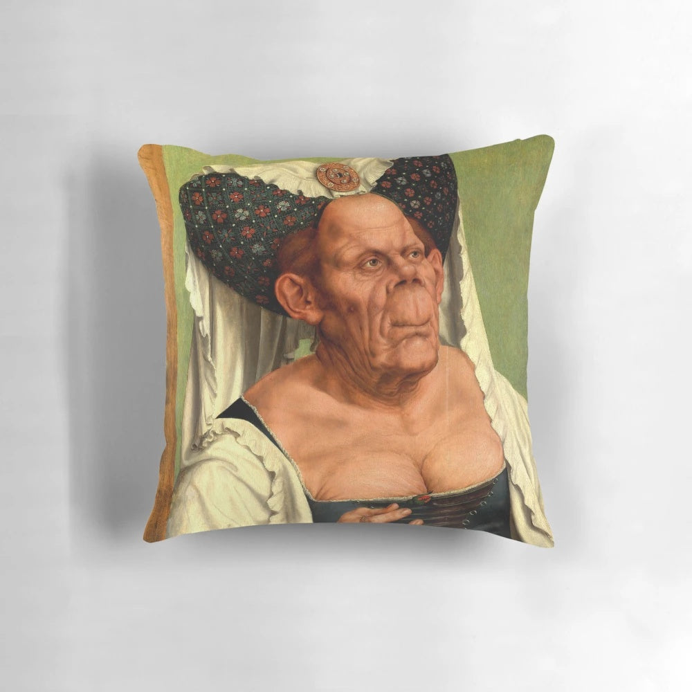 The Ugly Duchess Renaissance Portrait Pillow by Quentin Matsys