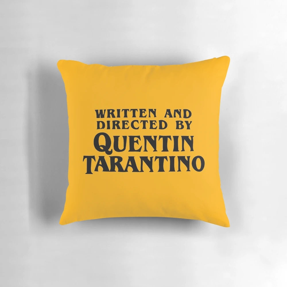 Quentin Tarantino-inspired decorative pillow with a bold, cinematic design