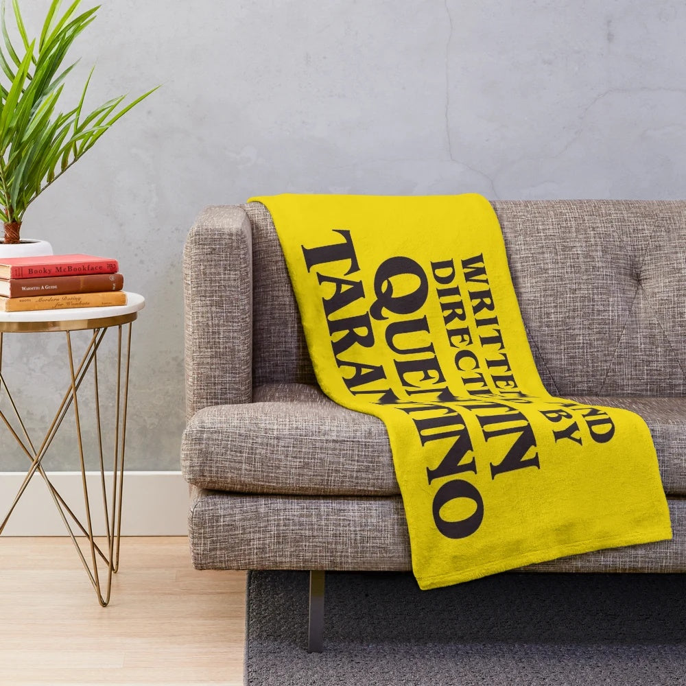 Quentin Tarantino inspired plush blanket with black and white graphic text design