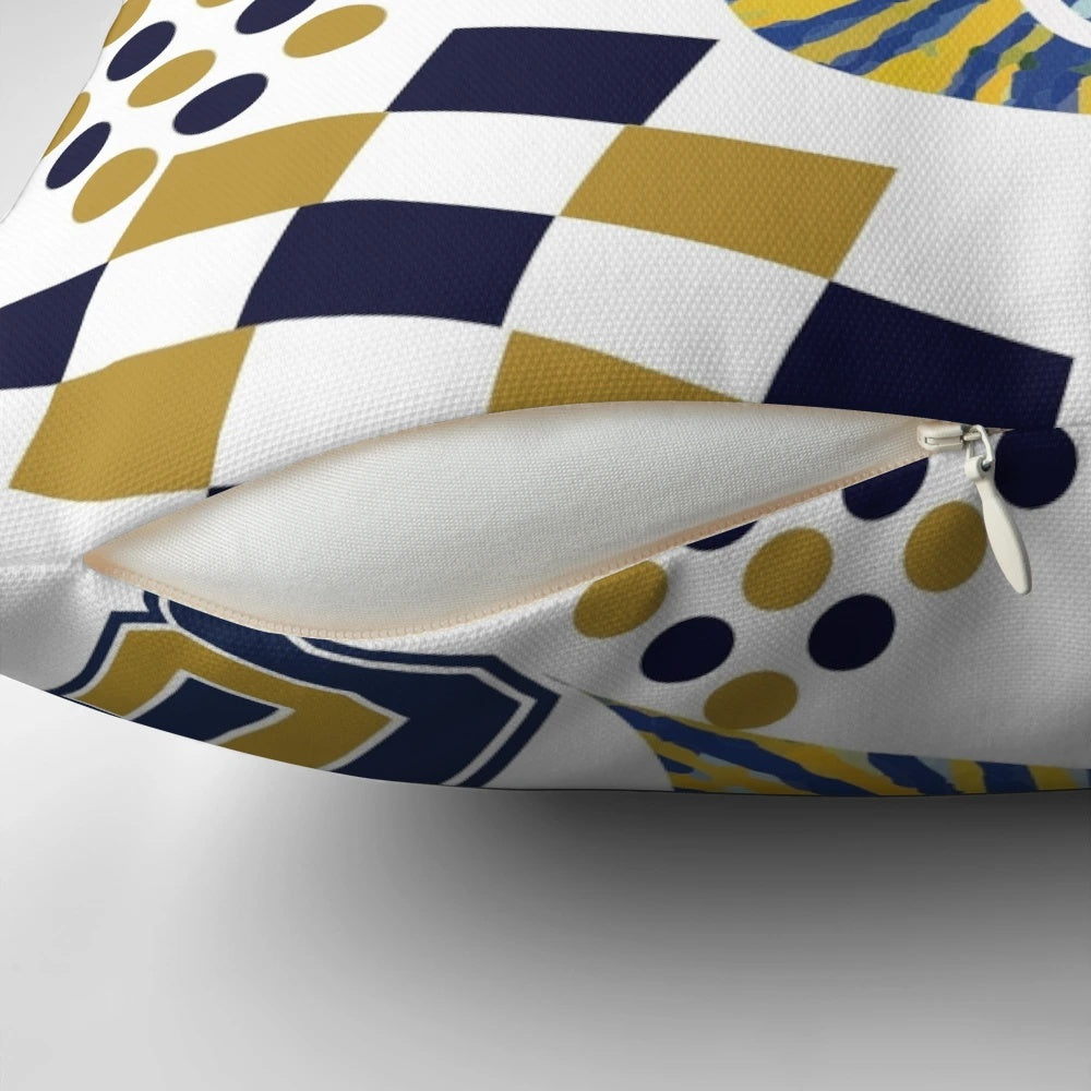 Quinnipiac University themed collage design printed on a soft, comfortable pillow