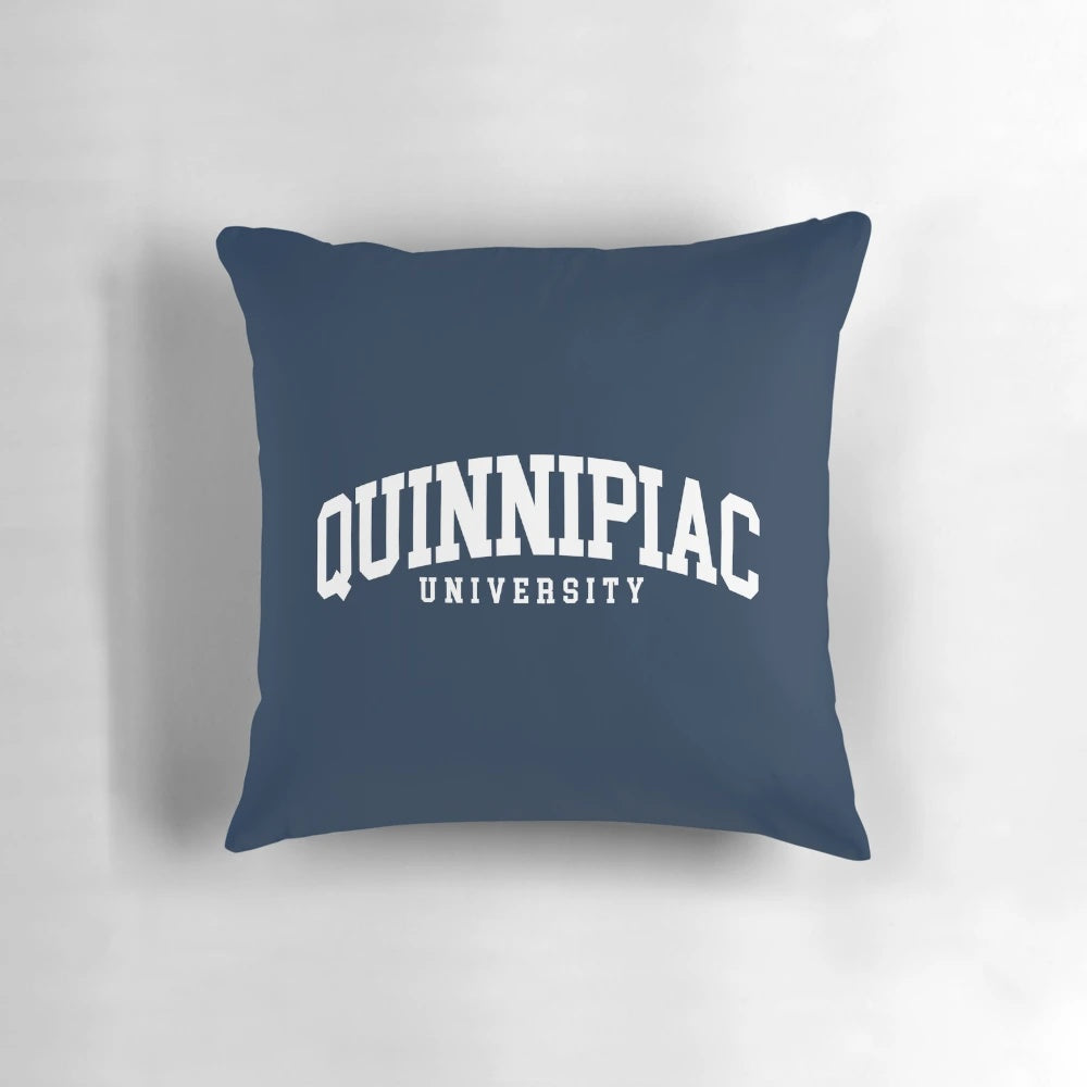 Quinnipiac University college-themed curved pillow for dorm room or home office decor