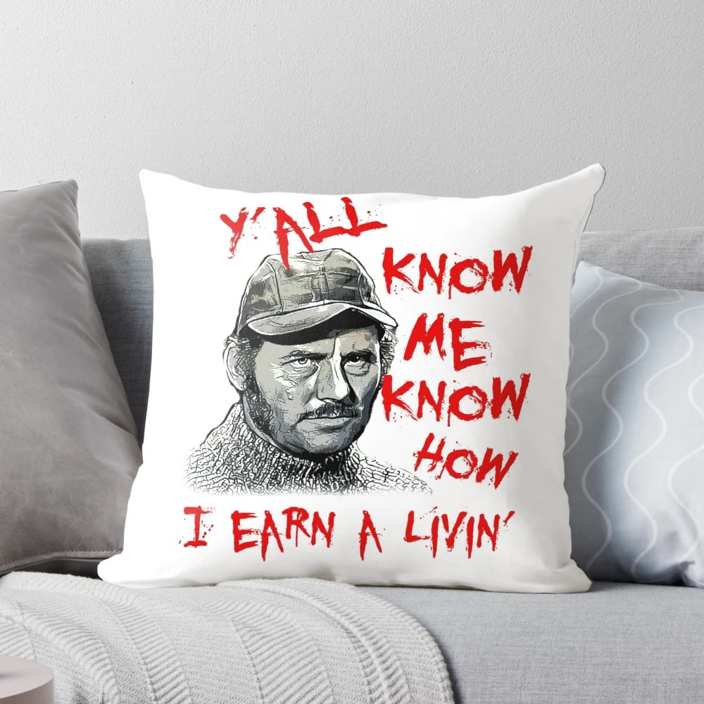 Quint Jaws Movie Character Pillow with Classic Shark Film Quotes