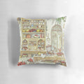Decorative throw pillow featuring a charming Brambly Hedge illustration of baby mice in a lush English countryside setting.