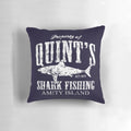 Quints Shark Fishing Amity Island Pillow featuring a vintage movie quote from the classic film Jaws