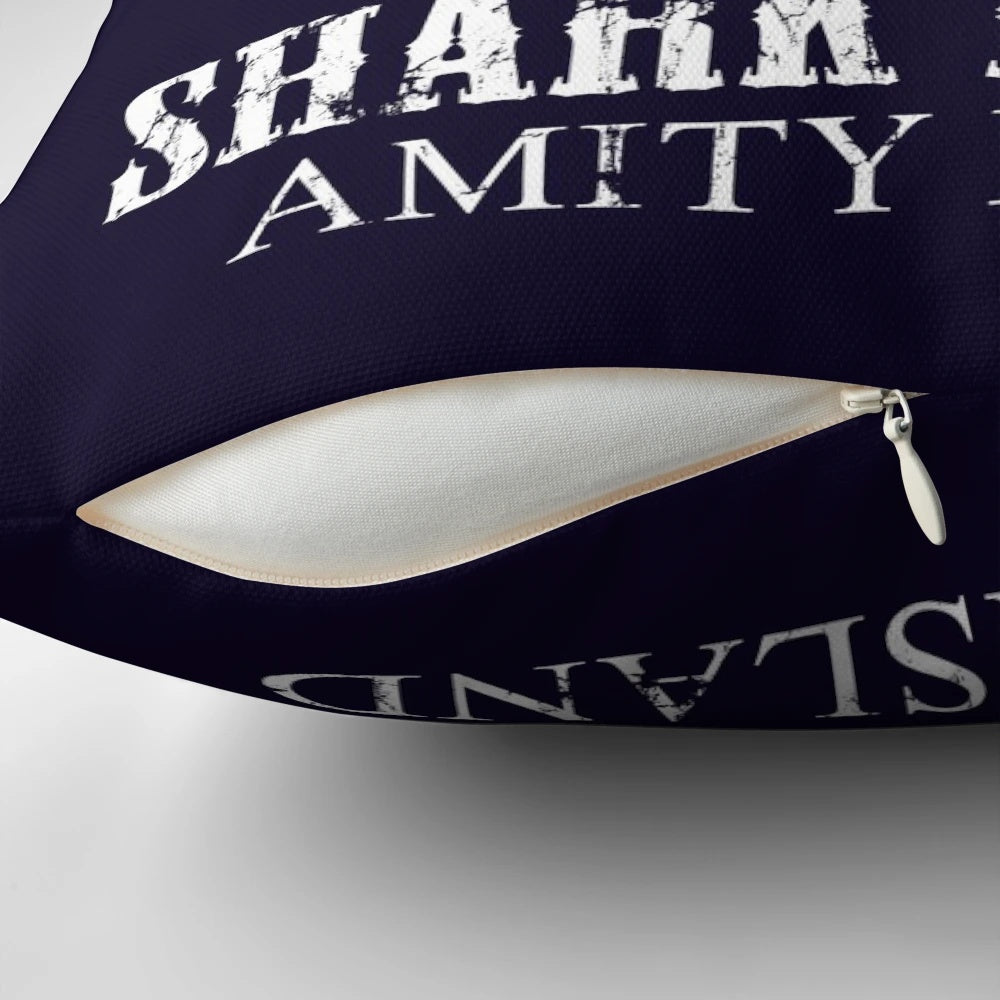 Quints Shark Fishing Amity Island Pillow featuring a vintage movie quote from the classic film Jaws